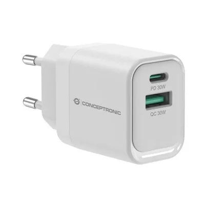 Cargador de pared conceptronic althea1933 33w 1x usb tipo x 1x usb tipo a blanco