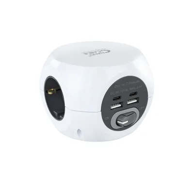 Regleta base de enchufes nanocable 3tomas shucko 2 puertos usb 3 puertos usb c cable 1.4m