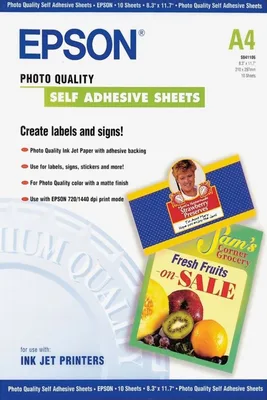 Papel epson autoadhesivo especial hq  a4 -  10 hojas