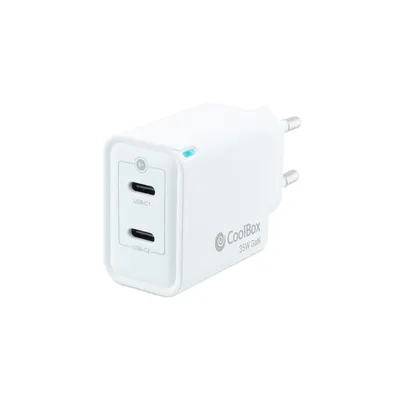 Cargador usb de pared coolbox 35w gan 2 x usb tipo c