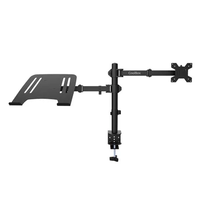 Soporte monitor hasta 32 pulgadas y portatil hasta 17 pulgadas coolbox abrazadera articulado