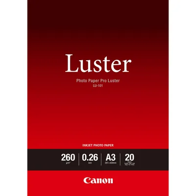 Papel fotografico canon lu - 101 a3 -  297x420mm -  260g -  brillo -  20 hojas