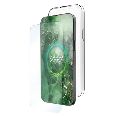 Carcasa myway para apple iphone 16 pro max transparente + protector pantalla cristal templado