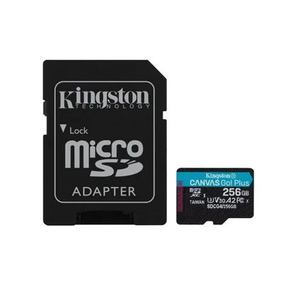 Tarjeta memoria micro secure digital sd xc 256gb kingston canvas go! plus clase 10 uhs - i u3 + adaptador sd