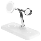HYPER HJ3004WHGL cargador de dispositivo móvil Auriculares, Smartphone, Reloj inteligente Plata, Blanco CC, USB Cargador inalámbrico Carga rápida Interior