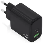 AISENS Cargador GaN 45W, 1xUSB-C PD3.0 QC4.0, 1xUSB-A QC3.0, Negro
