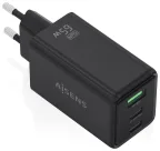 AISENS Cargador GaN 65W, 2xUSB-C PD3.0 QC4.0, 1xUSB-A QC3.0, Negro
