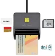 AISENS Lector de Tarjeta Inteligente DNI con Lector de Tarjetas SIM, SD, Micro SD, MMC, RS-MMC, MMC Micro, Negro