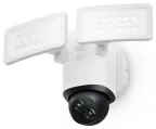 Eufy Security Floodlight Camera E340 con cable, giro de 360° e inclinación, grabación ininterrumpida, Wi-Fi de doble banda, 2000 lúmenes, activada por movimiento, cámara doble, compatible con HomeBase 3, almacenamiento local, sin cuota mensual