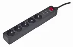 Gembird SPG5-C-10 limitador de tensión Negro 5 salidas AC 250 V 3 m