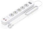 AISENS Regleta de Enchufes Multifuncion con 5 Tomas + Cargador PD3.0 20W 2xUSB-C, 2xUSB-A, 1.4m, Blanco