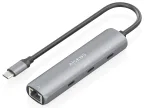 AISENS Dock USB-C A Ethernet Gigabit + Hub 3xUSB-C, Gris, 15cm