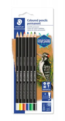 BLÍSTER CON 6 LÁPICES, UNO DE CADA COLOR (BLANCO, AMARILLO, ROJO, AZUL, VERDE Y NEGRO) STAEDTLER 10820BK6-C