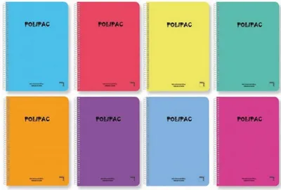 CUADERNO SERIE POLIPAC TAPA POLIPROPILENO FOLIO (215X310MM.) 80 HOJAS CUADRÍCULA 4X4 8 COLORES SURTIDOS PACSA 16952