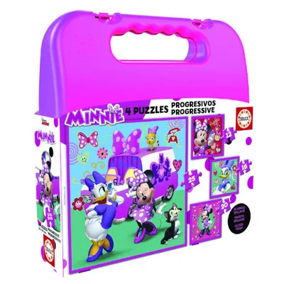 MALETA PUZZLES PROGRESIVOS MINNIE HAPPY HELPERS 12-16-20-25 DE 3-5 AÑOS EDUCA BORRAS 17638