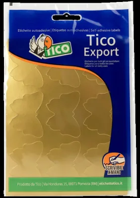 PAQUETE 10 HOJAS ETIQUETAS SATINADAS ORO 48X36 MM TICO E-GL-4836