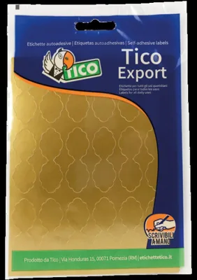 PAQUETE 10 HOJAS ETIQUETAS SATINADAS ORO 48X18 MM TICO E-GL-4818