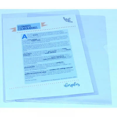 CAJA 30 DOSSIER FORMATO FOLIO  "L" C/UÑERO PVC CRISTAL 300 MICRAS IBERPLAS 25730