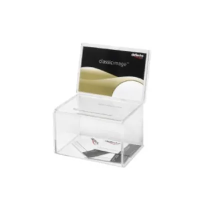 CAJA PARA SUGERENCIAS O PROPINAS SIN LLAVE CON EXPOSITOR 16,5X11 CM TRANSPARENTE DEFLECTO 592901