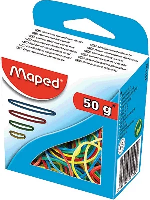 EXPOSITOR 12 CAJAS DE GOMAS ELASTICAS COLORES SURTIDOS GROSOR 1,5MM. MAPED 351100