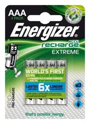 BLISTER 4 PILAS RECARGABLES EXTREME POTENCIA 800 MAH TIPO HR03 ENERGIZER E300624400