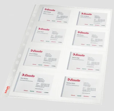 BOLSA 10 FUNDAS TARJETAS VISITAS MULTITALADRO PVC FORMATO A4 110 MICRAS ESSELTE 78930