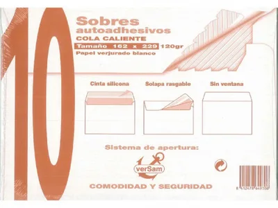 PAQUETES DE 10 SOBRES BLANCO VERJURADO 162X229 120 GRS. SAM 664930
