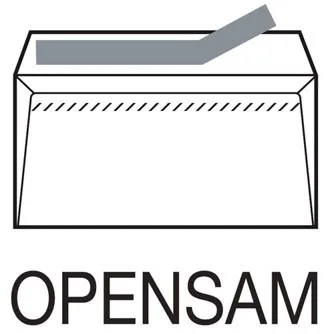 CAJA 500 SOBRES AMERICANO (115X225) OFFSET BLANCO 90 GRS. VENTANA DERECHA 45X100 B.20 D.20 OPENSAM AUTOADHESIVO TIRA SILICONA ESPECIAL LASER SAM 247730