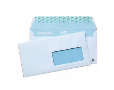 CAJA 500 SOBRES AMERICANO (115X225) OFFSET BLANCO 90 GRS. VENTANA DERECHA 45X100 B.20 D.20 OPENSAM AUTOADHESIVO CON TIRA DE SILICONA SAM 247726