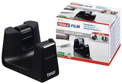 DISPENSADOR SOBREMESA "PORTARROLLOS" EASY CUT SMART PARA ROOLLOS DE 33M. NEGRO TESA 53902-00000-01
