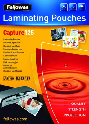 PACK 100 BOLSAS PLASTIFICACION 154X216 125 MICRAS A5 FELLOWES 5307302