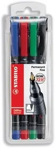 ESTUCHE 4 MARCADORES PERMANENTE P.MEDIA SURTIDO OHPEN UNIVERSAL 1MM. STABILO 843/4