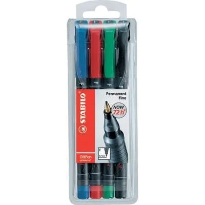 ESTUCHE 4 MARCADORES PERMANENTE P.FINA SURTIDO OHPEN UNIVERSAL 0,7MM. STABILO 842/4
