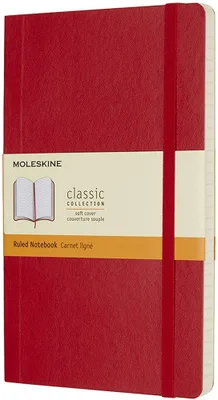 LIBRETA CLASICA TAPA BLANDA ROJO ESCARLATA L (13X21CM) RAYADA MOLESKINE QP616F2