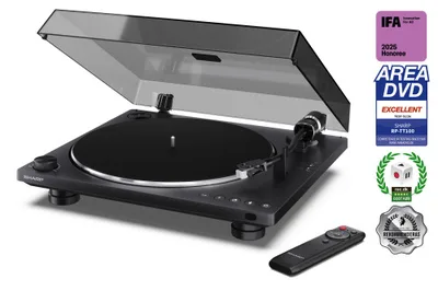 SHARP RP-TT100 TOCADISCOS BT 5.4, USB-C, CARTUCHO AUDIO-TECHNICA, AUTOMÁTICO, CUBIERTA ANTIPOLVO, NEGRO