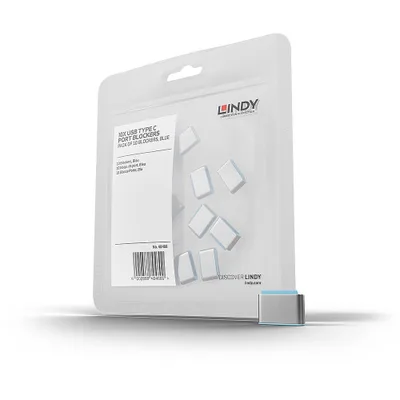 Lindy 40466 bloqueador de puerto USB Tipo C Azul Acrilonitrilo butadieno estireno (ABS) 10 pieza(s)