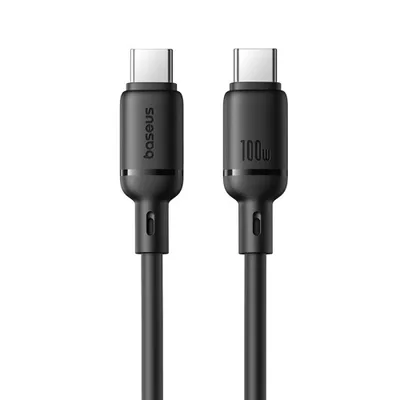 OS-BASEUS SILKY SERIES FAST CHARGING CABLE TYPE-C TO TYPE-C 100W 1M CLUSTER BLACK