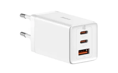 BASEUS GAN5 PRO FAST CHARGER 2C+U 65W EU  WHITE (INCLUDE: BASEUS XIAOBAI SERIES FAST CHARGING CABLE TYPE-C  TO TYPE-C 100W(20V/5A) 1M WHITE）