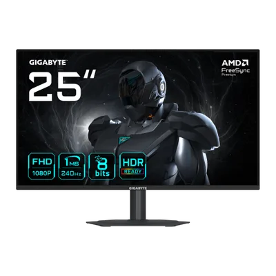 MONITOR GIGABYTE 25" G25F2A,SS IPS,1920X1080(FHD),0.09PP,1000:1,1MS,240HZ,2HDMI+1DP,ALTAVOCES,REGULABLE ALTURA