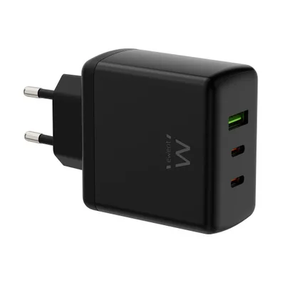 (ABM) EWENT CARGADOR GAN FAST DE 65W, 3 PUERTOS (2 USB-C PD Y 1USB-A QC) DISEÑO COMPACTO