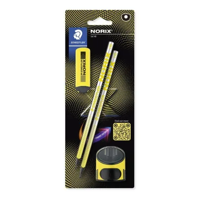 BLISTER CON 2 LÁPICES DE GRAFITO NORIX HB, AFILALÁPICES Y GOMA AMARILLO STAEDTLER 181 SBK2-1