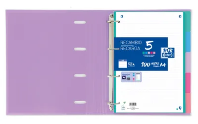 SEPARADORES CARTULINA STRONGLINE A4 5 POSICIONES - 5 COLORES PASTEL OXFORD 400149956