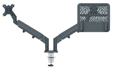 BRAZO DUAL PARA MONITOR Y PORTÁTIL ERGO SPACESAVING COLOR  GRIS OSCURO LEITZ 65380089