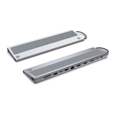 Ewent EW1150 base para portátil y replicador de puertos Alámbrico USB 3.2 Gen 1 (3.1 Gen 1) Type-C Aluminio