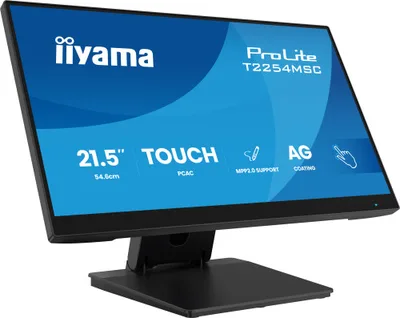 IIYAMA MONITOR, 21,5 PULGADAS T2254MSC-B2AG, 54,6 CM, 1920 x 1080 PIXELES, FULL HD, LED, 4 MS, NEGRO