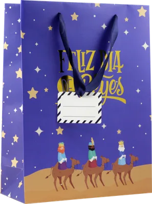 BOLSA PAPEL REYES MAGOS M (27X12X37 CM) FOIL CON TARJETA COLGANTE COLORES SURTIDOS BISMARK 333600