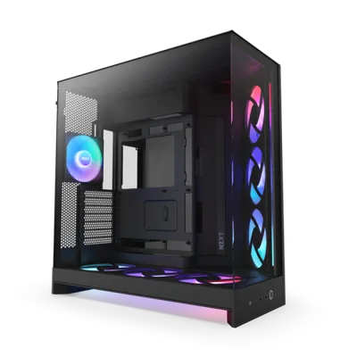 CAJA NZXT H9 FLOW RGB+ (2025) DUAL-CHAMBER MID-TOWER CASE W/ RGB FANS & CONTROLLER - ALL BLACK