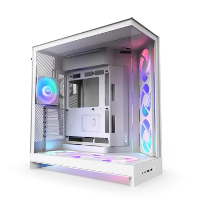 CAJA NZXT H9 FLOW RGB+ (2025) DUAL-CHAMBER MID-TOWER CASE W/ RGB FANS & CONTROLLER - ALL WHITE