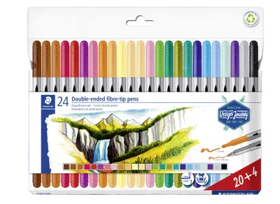 ESTUCHE CARTÓN CON 12 ROTULADORES DOBLE PUNTA COLORES PASTEL STAEDTLER 3200 C12PA