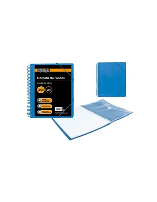 CARPETA ESPIRAL 20 FUNDAS CON SOBRE A4 AZUL POLIPROPILENO INGRAF 332488